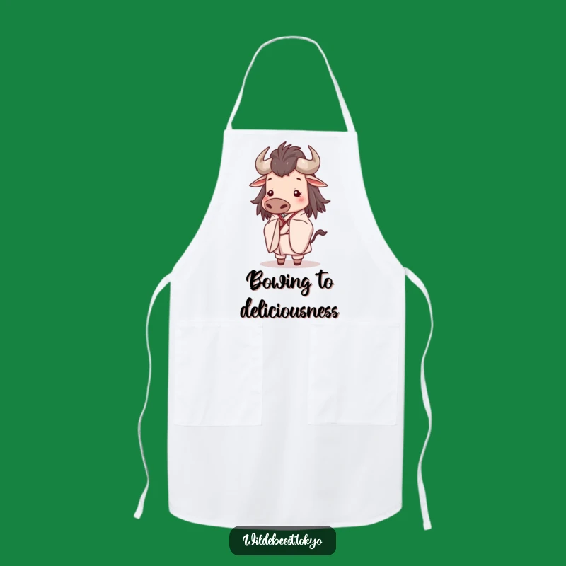 Funny Wildebeest Bow Apron - Elegant Kimono Serene Kitchen Gift