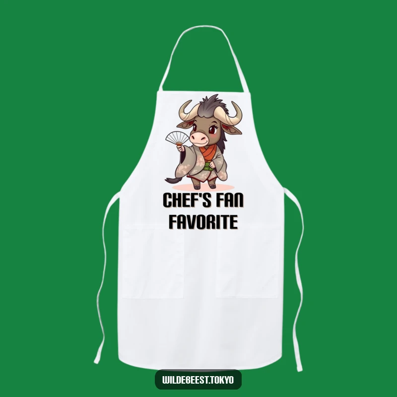 Funny Wildebeest Kimono Fan Apron: Cook with Playful Flair