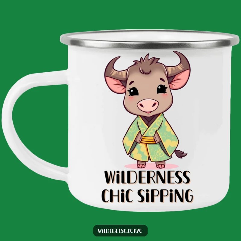 Funny Wildebeest Kimono Camping Mug: Sip Gracefully On Any Adventure!