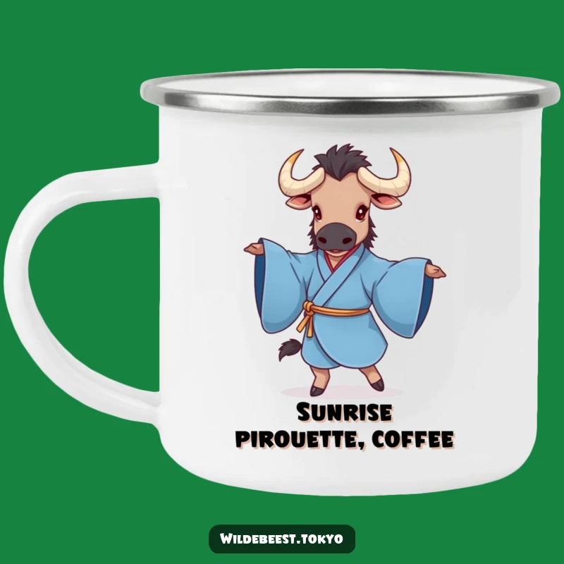 Funny Wildebeest Kimono Camping Mug: Enjoy Graceful Twirls Around the Campfire