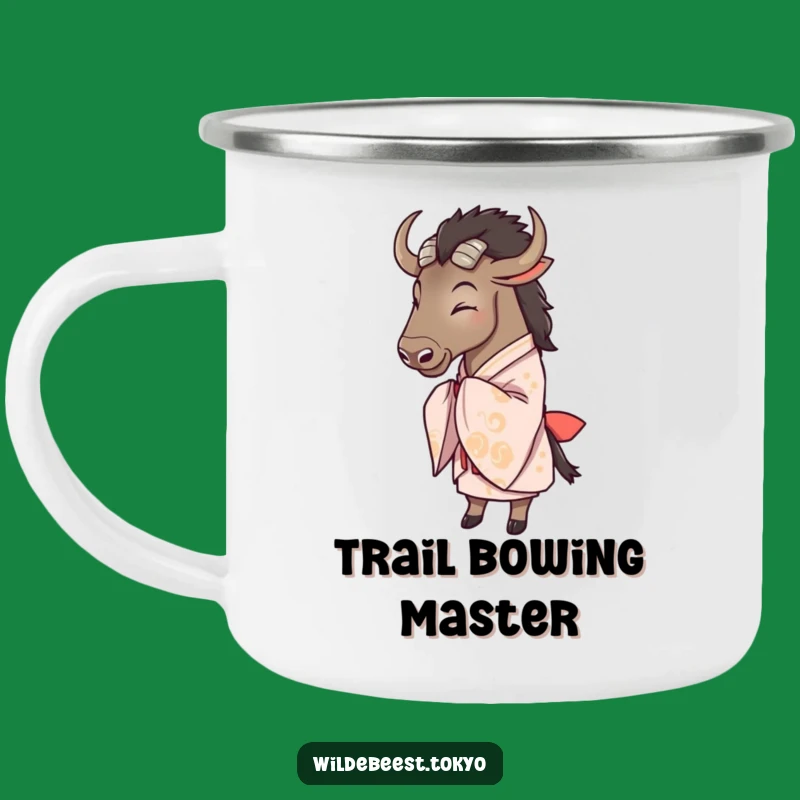 Funny Wildebeest Kimono Bow Camping Mug: Adventure with a Smile