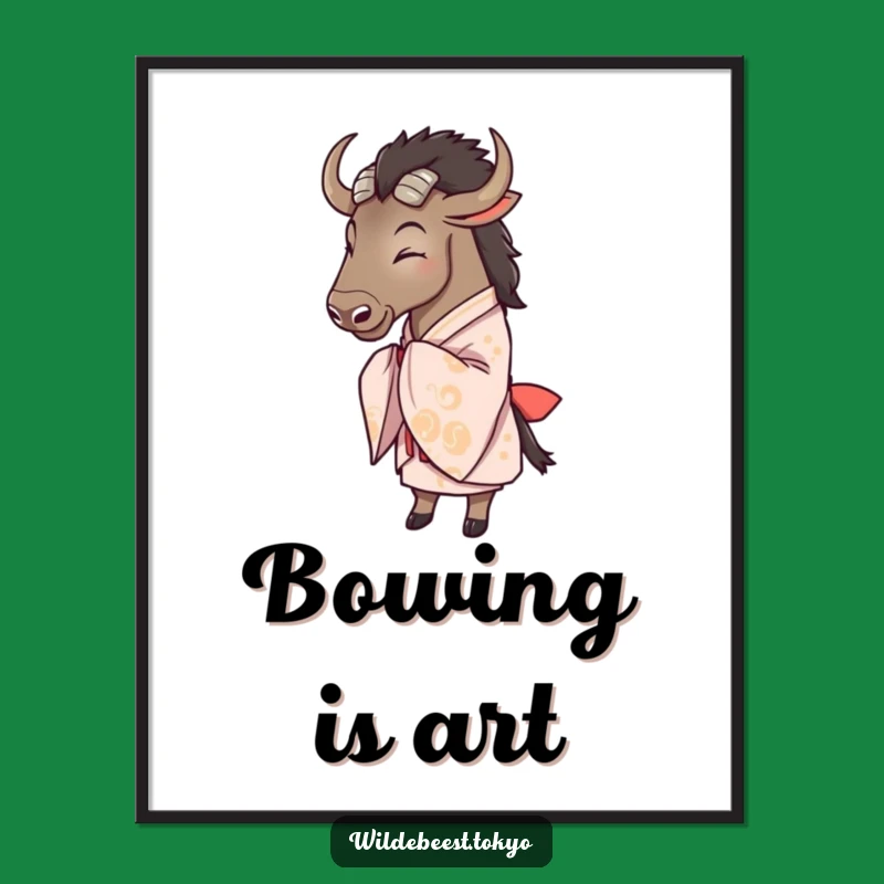 Funny Wildebeest Kimono Bow Digital Art: Frame Your Hilarious Moment