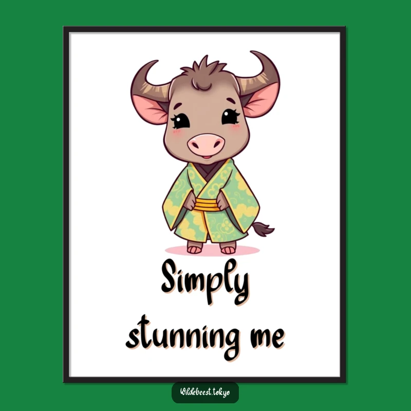 Funny Wildebeest Kimono Digital Art Print: Instant Elegance for Your Walls!