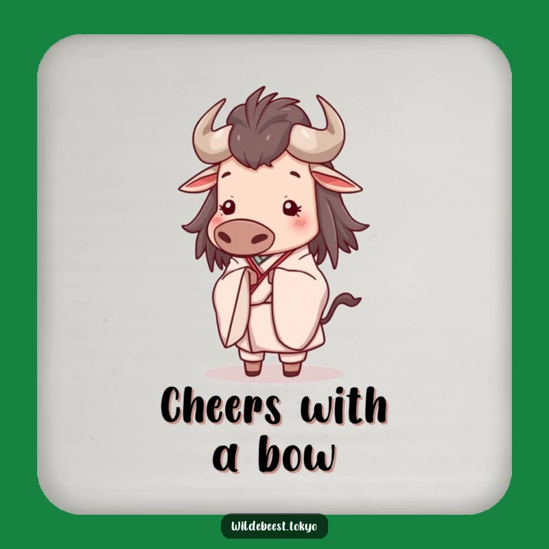 Funny Wildebeest Bow Coaster - Elegant Kimono Serene Drink Gift