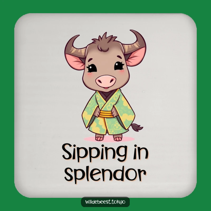 Funny Wildebeest Kimono Coasters: Protect Surfaces with This Hilarious and Elegant Set!
