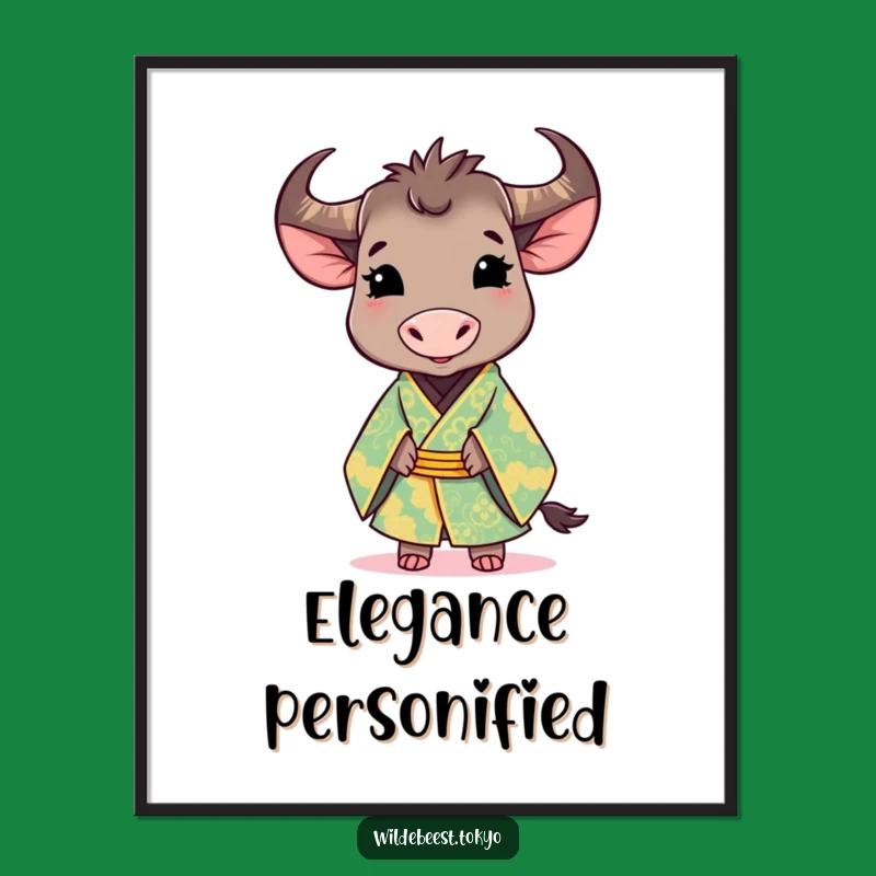 Funny Wildebeest Kimono Poster: Decorate with Grace and Humor! Perfect Funny Gift!