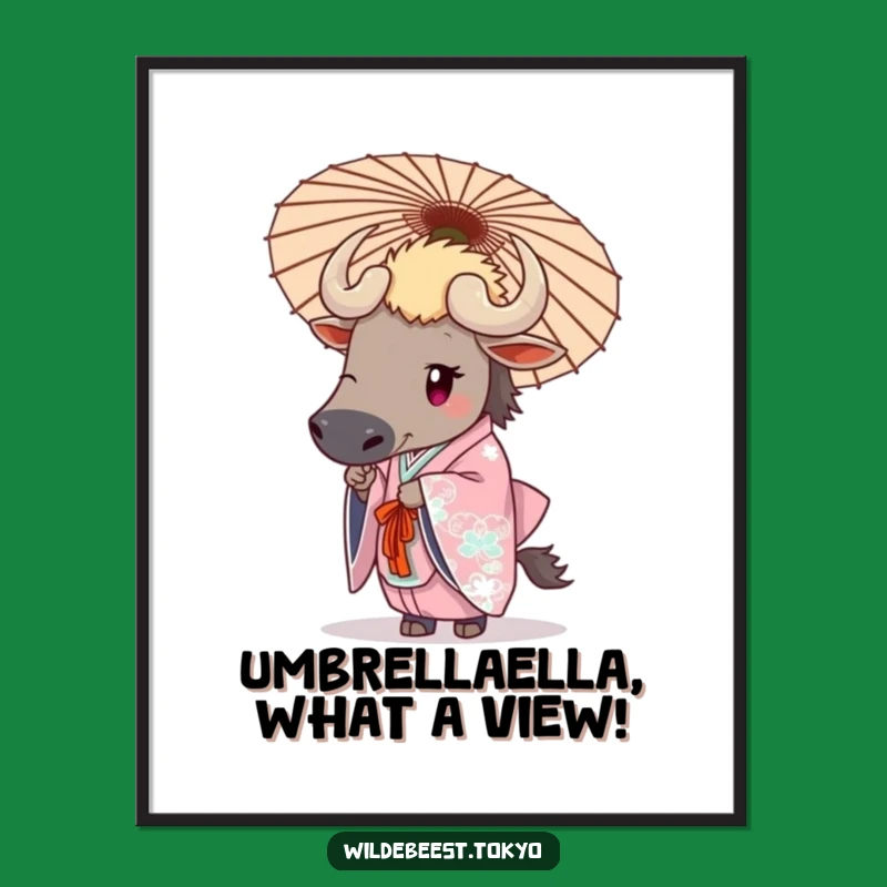 Free Printable Wall Art: Elegant Wildebeest Umbrella Kimono Downloadable Art