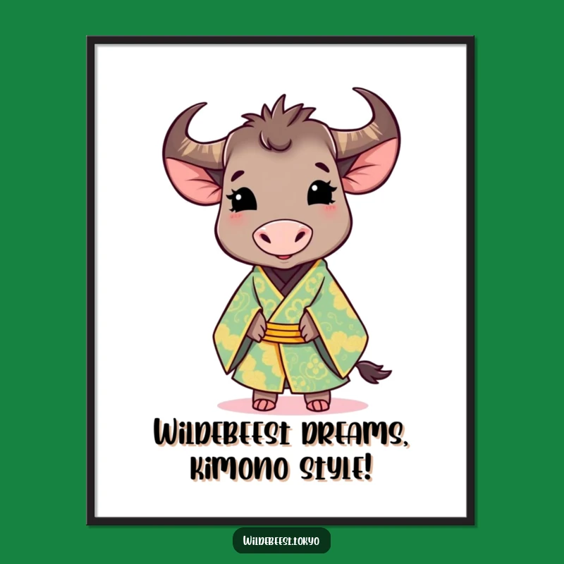 Free Printable Wall Art: Kimono Wildebeest - Funny Downloadable Art for Your Home!