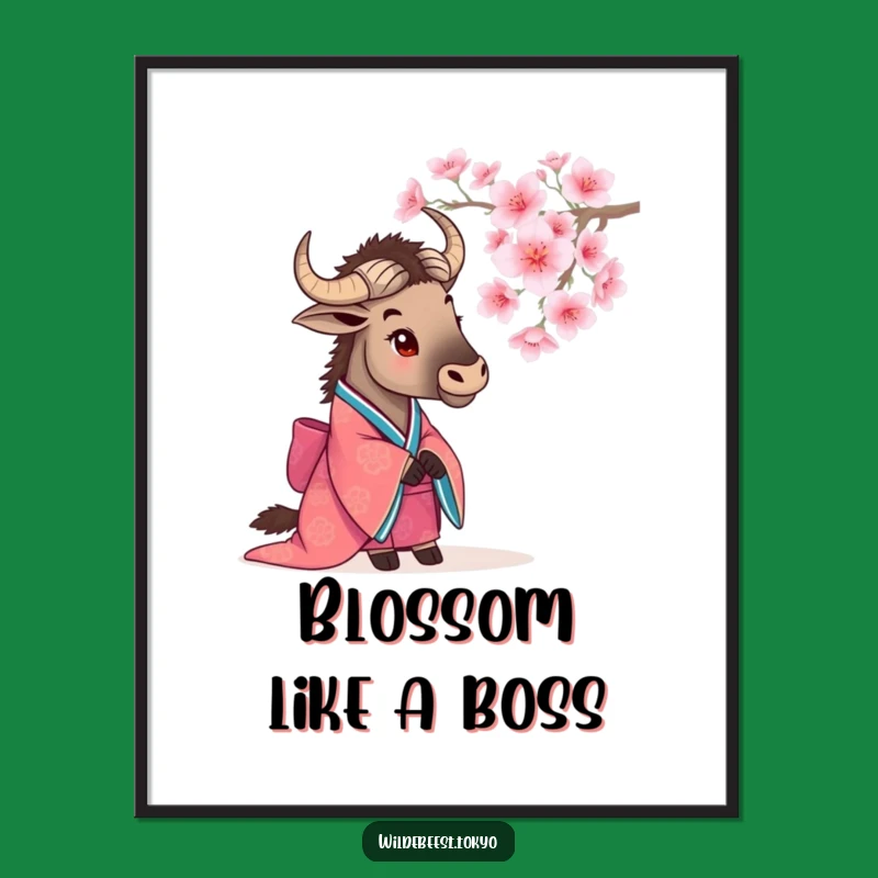 Free Printable Wall Art: Wildebeest Kimono Cherry Blossom Downloadable Art