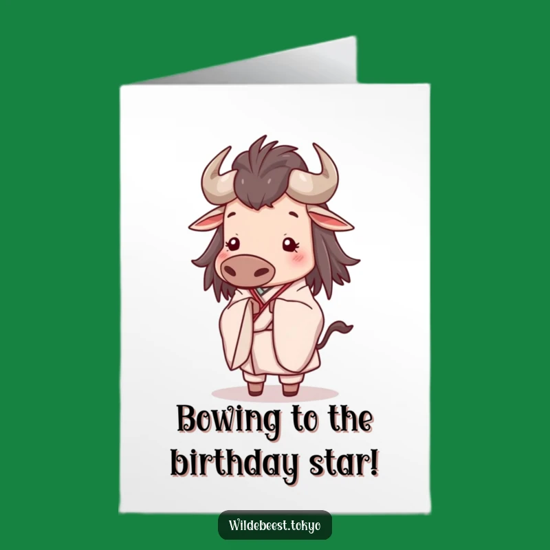 Serene Wildebeest Kimono Birthday Card: Free Printable, Elegant Bow, Downloadable Gift