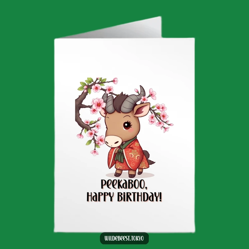 Peek-a-Boo Wildebeest Birthday Card: Free Printable, Kimono Fun, Downloadable Gift