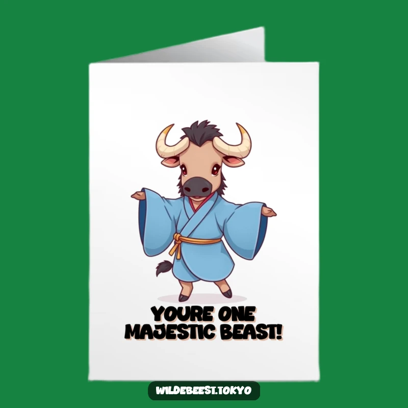 Free Printable Congrats Card: Hilarious Wildebeest Kimono Dancer for Your Big Achievement!