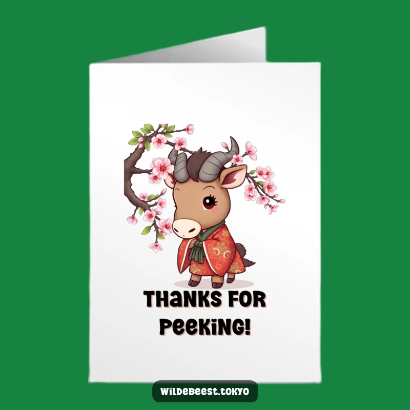 Charming Wildebeest Kimono Thank You: Free Printable, Blossom Peek, Downloadable Gift