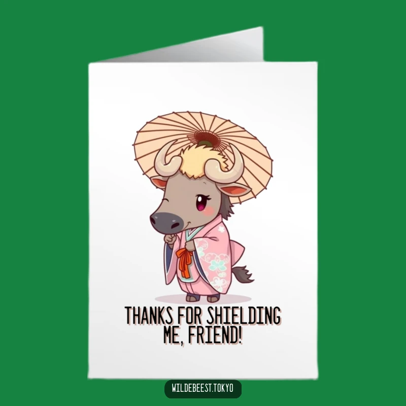 Free Printable Thank You Card: Grateful Wildebeest Umbrella Kimono Downloadable