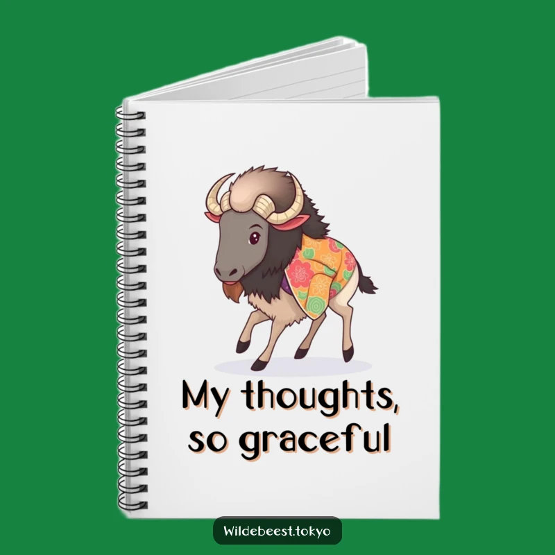 Funny Wildebeest Kimono Notebook - Elegant Step Journal Gift