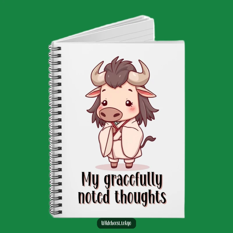 Funny Wildebeest Bow Notebook - Elegant Kimono Serene Notes Gift
