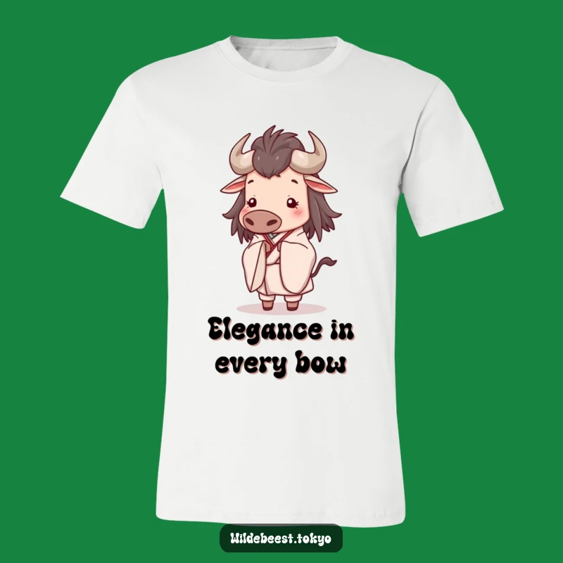 Funny Wildebeest Bow T-Shirt - Elegant Kimono Serene Style Gift