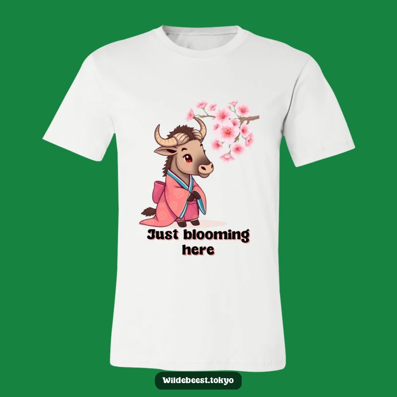 Funny Wildebeest Kimono Blossom T-Shirt: Nature's Humor Tee Gift
