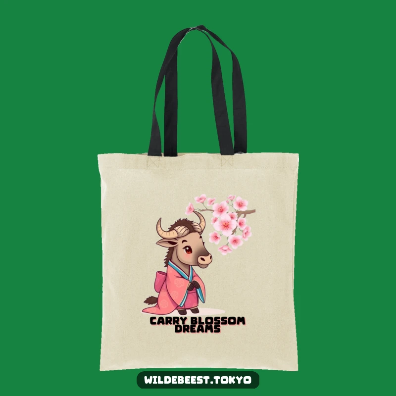 Funny Wildebeest Blossom Tote Bag: Carry Nature's Serenity