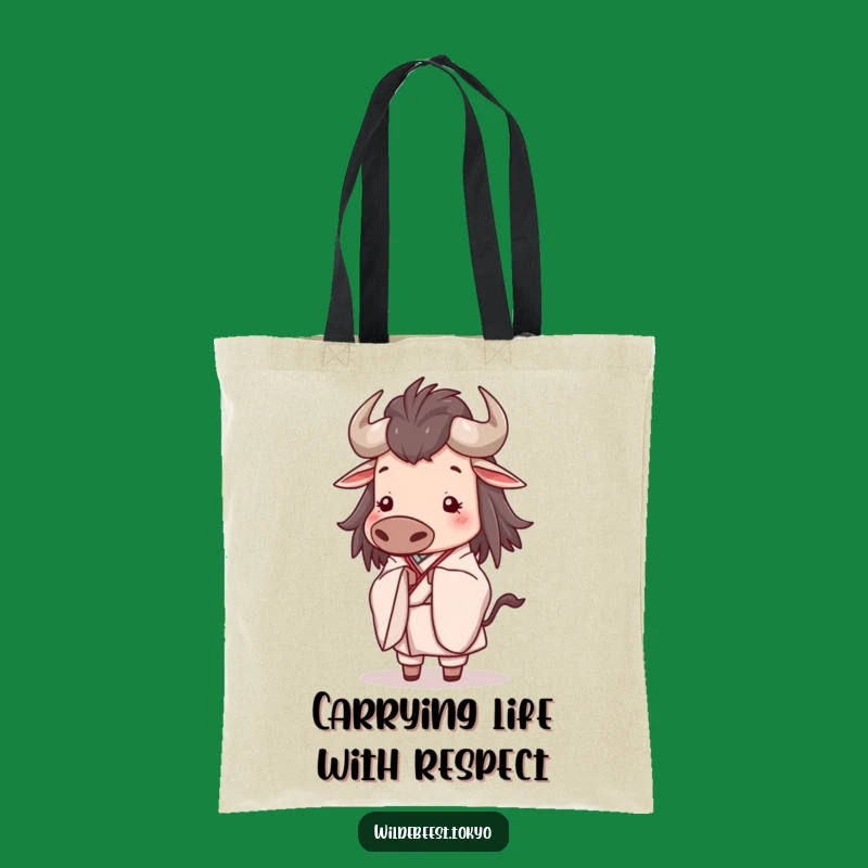 Funny Wildebeest Bow Tote Bag - Elegant Kimono Serene Carry Gift