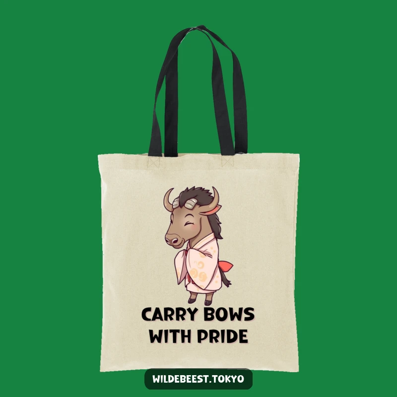 Funny Wildebeest Kimono Bow Tote Bag: Stylishly Carry Your Humor